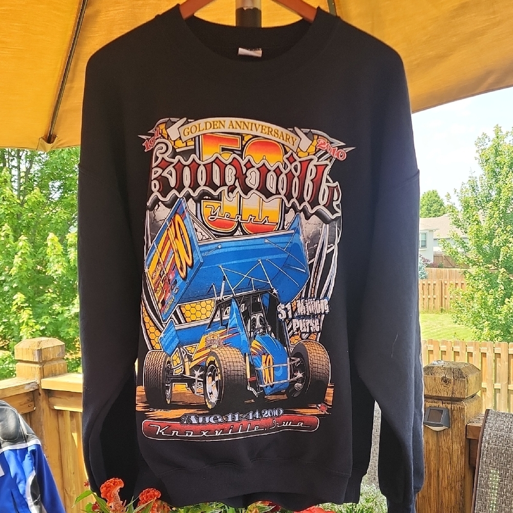 Gildan Black Crewneck Sweater with Bold Graphic Design